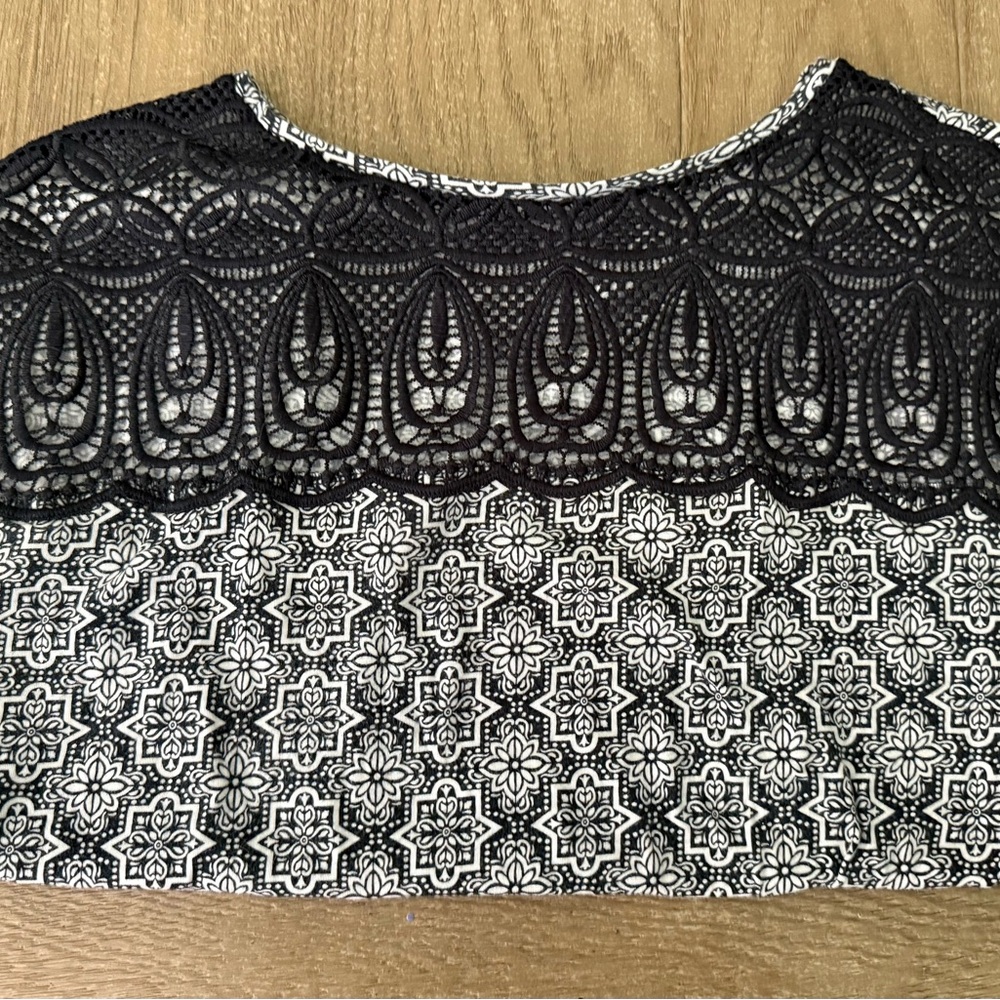 LOFT Black and White Lace Tee